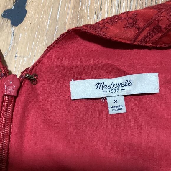 Madewell red silk blend cut out dress with pockets size 8-New without tags - Picture 4 of 10